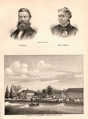 Click to view full size image
==============
Redmond B. Munro & Margaret McGregor Munro
This is from a harvested old genealogy book called History of Lorain County, Ohio. Circa 1879.
The upper left corner is Redmond B. Munro and the upper Right is Margaret McGregor Munro.
The lower illustration is of the residence of Redmond B. Munro, Lagrange, Lorain County, Ohio.
Redmond B. Munro & Margaret McGregor Munro
This is from a harvested old genealogy book called History of Lorain County, Ohio. Circa 1879.
The upper left corner is Redmond B. Munro and the upper Right is Margaret McGregor Munro.
The lower illustration is of the residence of Redmond B. Munro, Lagrange, Lorain County, Ohio.