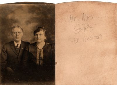 Mr. & Mrs. Giles

This cut photo states: "Mr. & Mrs. Giles, no location"
