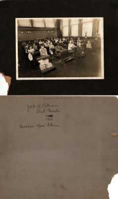 Jack A. Putnam

This photo mounted on board states: "Oakland School, Jack A. Putnam, 2nd Grade, 1920. Teacher Miss Stein."

