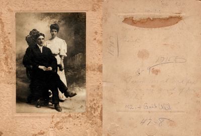 Marcus Edgar Uhll & Leona Belle Cormaney Uhll

This photo mounted on board states: "M. E. & Bell Uhll"
