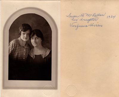 Susan Belle MacMillan Harris McLellan & Virginia Harris

This Photo States: "Susan B. McLellan & her daughter, Virginia Harris, 1934"

The Photographers name is the "Husart Studio", Gloucester, Massachusetts
