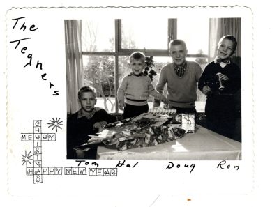 The Tegner's

This was Donated by Lynette LaRue Donnelly.

This Christmas Photo Card States: "The Tegner's, Tom, Hal, Doug & Ron"
