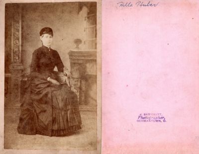 Rilla A. Crooks Huber

This was Donated by Jody Hansen

This Cabinet Card Photo States: "Rilla Huber"

The Photographers name is "J. Barnhart", Germantown, Ohio
