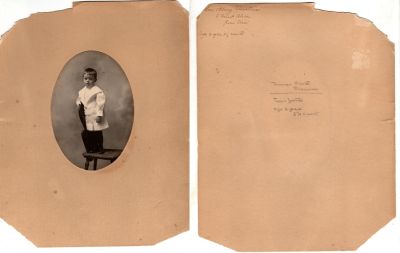 Thomas Foster Sherman

This photo mounted on board states: "Thomas Foster Sherman. Tom's father, age 2 years, 81/2 months."

In the upper left corner it states: "Love & Merry Christmas. To Aunt Alice, from Tom, Age 2 yrs, 8 1/2 months"

The Photographers name is "Phillips', So. Framingham, Massachusetts.
