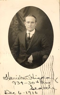 Hamilton Matthew Higday

This is being shared by Roberta Higday

This Real Photo Postcard (RPPC) States: "Hamilton Higday, 934-30th Ave., Seattle, 6 December 1916"
