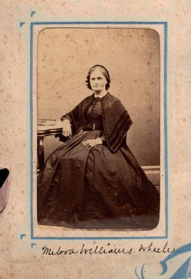 Anna Melona Williams Wheeler

THIS HAS BEEN RETURNED TO FAMILY

This was Donated by Donna Wilson

This CdV Photograph States: "Melona Williams Wheeler"
