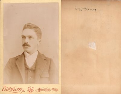 Thomas William Clemo

This was Donated by Cheryl Webber/ The Terry Girls Genealogy.

This Cabinet Card Photo States: "T. W. Clemo"

The Photographers name is "Wortley", Houghton, Michigan
