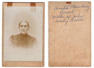 Click to view full size image
==============
This was Donated by Cheryl Webber/ The Terry Girls Genealogy.
This Cabinet Card Photo States: "Amelia Thornburg Gooch, Mother of John Wesley Gooch"
This was Donated by Cheryl Webber/ The Terry Girls Genealogy.
This Cabinet Card Photo States: "Amelia Thornburg Gooch, Mother of John Wesley Gooch"