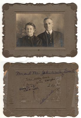 John Wesley Gooch & Anna Eliza Livingston Gooch

This was Donated by Cheryl Webber/ The Terry Girls Genealogy.

This photo mounted on board states: "Mr. & Mrs. John Wesley Gooch. John Wesley Gooch & Anna Eliza Livingston. Parents of W. H. Gooch.
