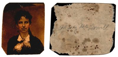 Mary McDowell

This was Donated by Cheryl Webber/ The Terry Girls Genealogy.

This Tintype Photo States: "Mary McDowell"
