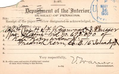 Click to view full size image
==============
Frederick Kern
This was Donated by Mary Muhlfeld.
Frederick Kern
Civil War Document
 Frederick Kern
This was Donated by Mary Muhlfeld.
Frederick Kern
Civil War Document