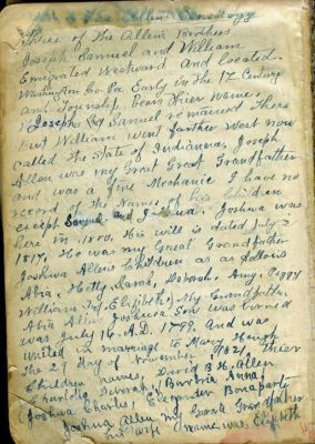 David R. H. Allen

THESE NOTES WERE SHARED BY A ANONOYMOUS MEMBER. 

Notes Taken from the Allen Family Bible.
