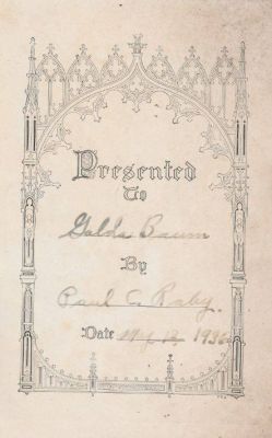 Golda Baum Bible

THIS HAS BEEN RETURNED TO FAMILY

Inside Cover of Bible for Golda Baum.
