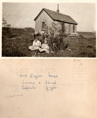 Click to view full size image
==============
The Old Ziegler House with Lucille Safranko & Vernal Ziegler, Oklahoma
THIS HAS BEEN RETURNED TO FAMILY
This was Donated Maggie Spiry Jones.
This Real Photo Postcard (RPPC) States: "Old Ziegler House, Lucille Safranko & Vernal Ziegler, Oklahoma"
The Old Ziegler House with Lucille Safranko & Vernal Ziegler, Oklahoma
THIS HAS BEEN RETURNED TO FAMILY
This was Donated Maggie Spiry Jones.
This Real Photo Postcard (RPPC) States: "Old Ziegler House, Lucille Safranko & Vernal Ziegler, Oklahoma"