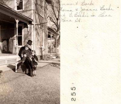 Dr. Emmert G. Boeke, Norma & Joanne Boeke

This Photo States: "Emmert Boeke, Norma & Joanne Boeke at B. Boeke's in Lena, Lena Str."
