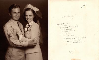 James F. Tunis & Patricia Louise Hill Tunis

This was Donated by Elaine Swan

This Photo States: "War bride, 1943. James F. Tunis & Patricia Louise Hill Married 1943 in Sarasota, Florida. Matron of Honor Rhodos? Schem. He served in 6? Navy WW2. Had 2 girls & boy. Divorced 1963 or 1964."
