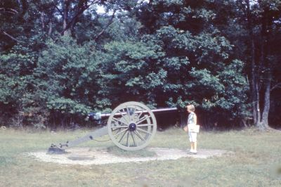 Dana Rinehart

THIS HAS BEEN RETURNED TO FAMILY

This 35MM Slide States: "Dana & cannon", Gettysburg, Pennsylvania, Summer 1961.
