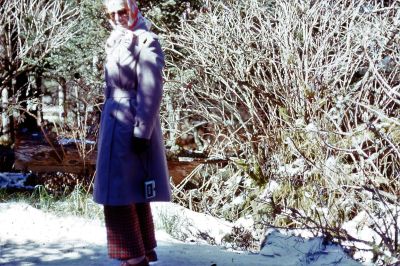 Gladys Rinehart

This 35MM Slide States: "Gladys in Snow, Rome, Tennessee, October, 1973."

NOTE: This is believed to be Gladys Wilckens Rinehart

