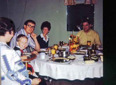 Click to view full size image
==============
The Noel Family/Gilbert, Florence, "Skip", Sharon & Brian
This 35MM Slide States: "Thanksgiving, 1971"
It is believed this is the Noel Family. Gilbert and his wife Florence Colvin, their son Gilbert Leo “Skip” Noel, his wife, Sharon Elwood and their young son Brian.
The Noel Family/Gilbert, Florence, "Skip", Sharon & Brian
This 35MM Slide States: "Thanksgiving, 1971"
It is believed this is the Noel Family. Gilbert and his wife Florence Colvin, their son Gilbert Leo “Skip” Noel, his wife, Sharon Elwood and their young son Brian.